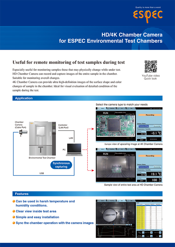 HD/4K Chamber Camera for ESPEC Environmental Test Chambers